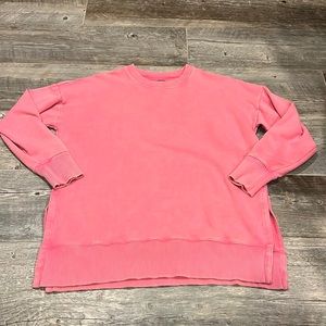 Aerie Pink Acid Mineral Wash Side Slit Oversized Crew Neck Pullover Sweatshirt